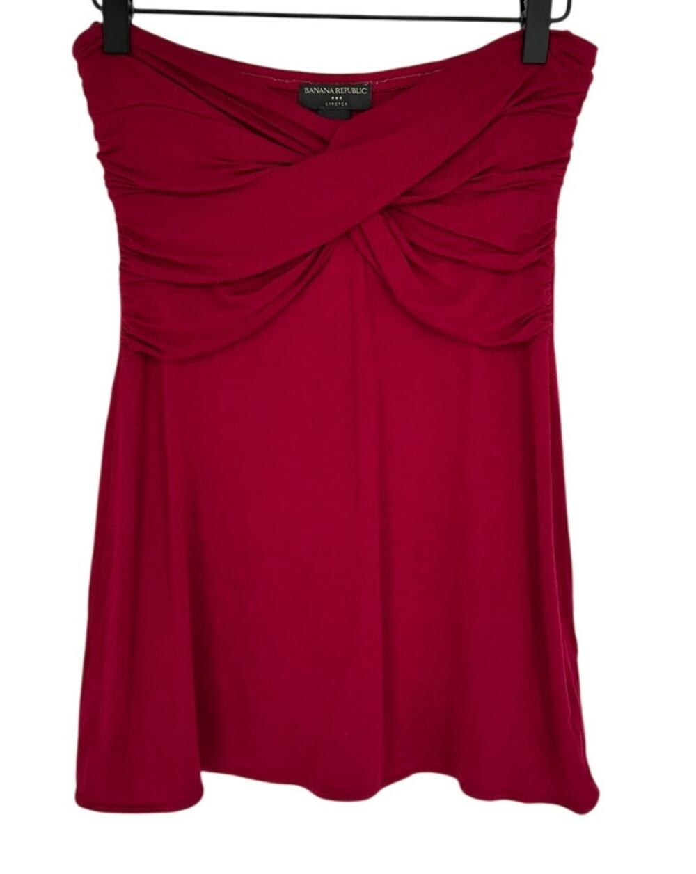 Banana Republic Top S Pink Fuchsia Strapless Ruched Top Stretch Barbiecore Party